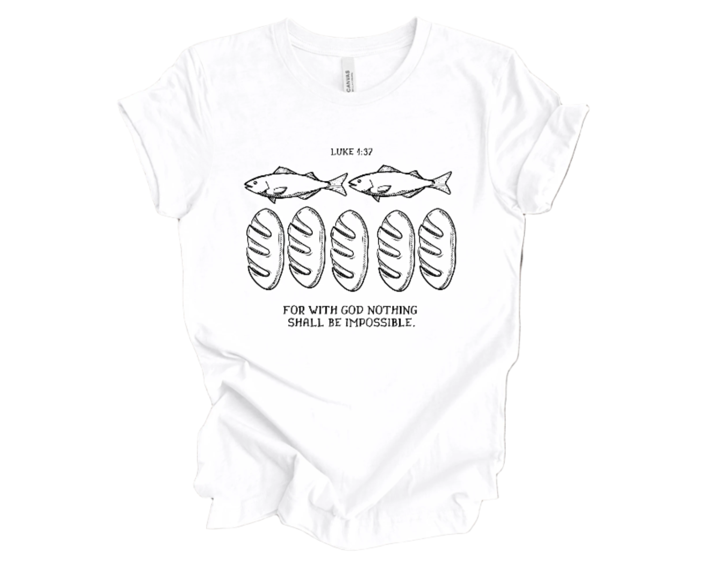 "With God Nothing Shall Be Impossible" Crew T-shirt for ADULT/YOUTH/TODDLERS/INFANTS