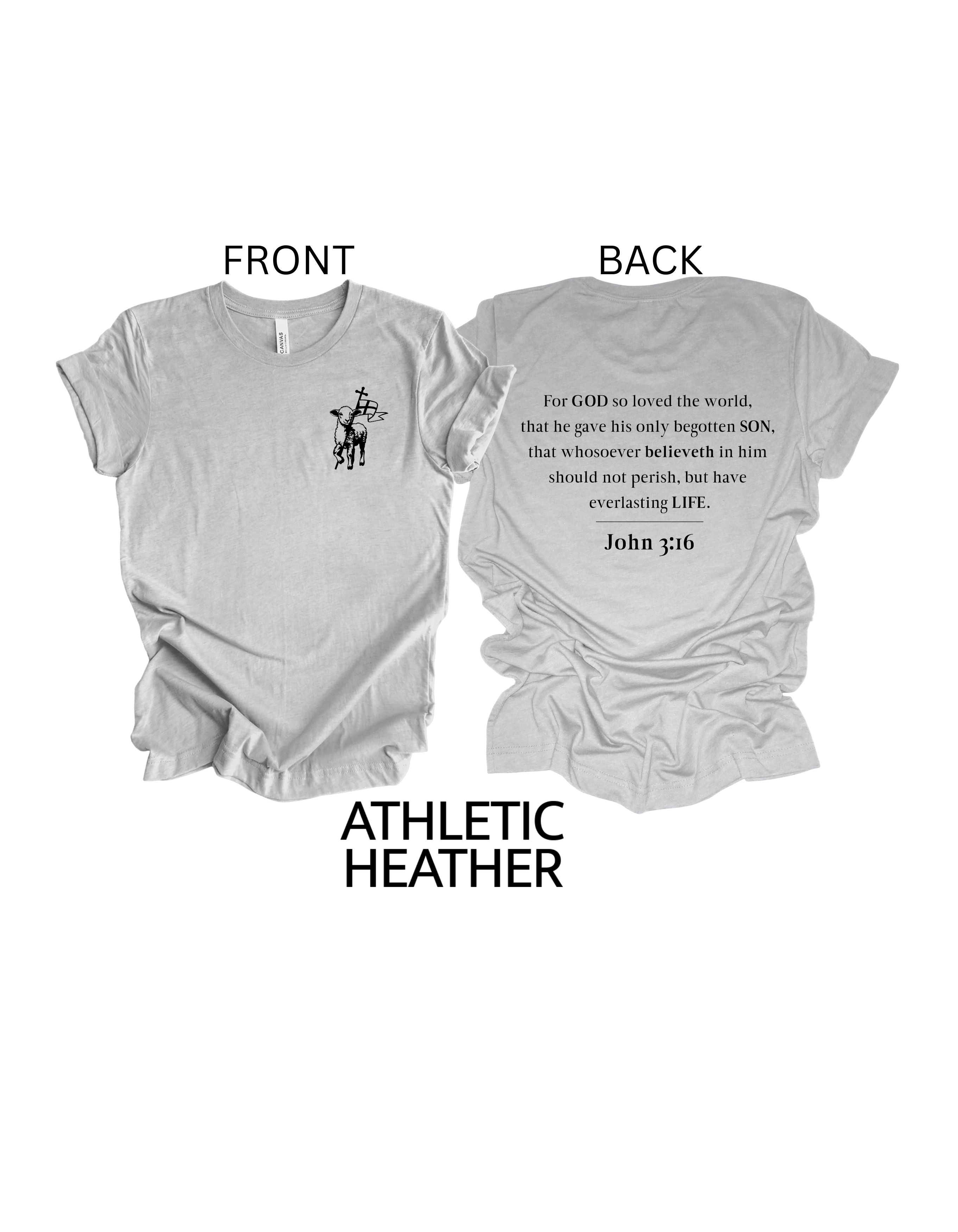 Faith-inspired Tee- "JOHN 3:16-lamb and flag"