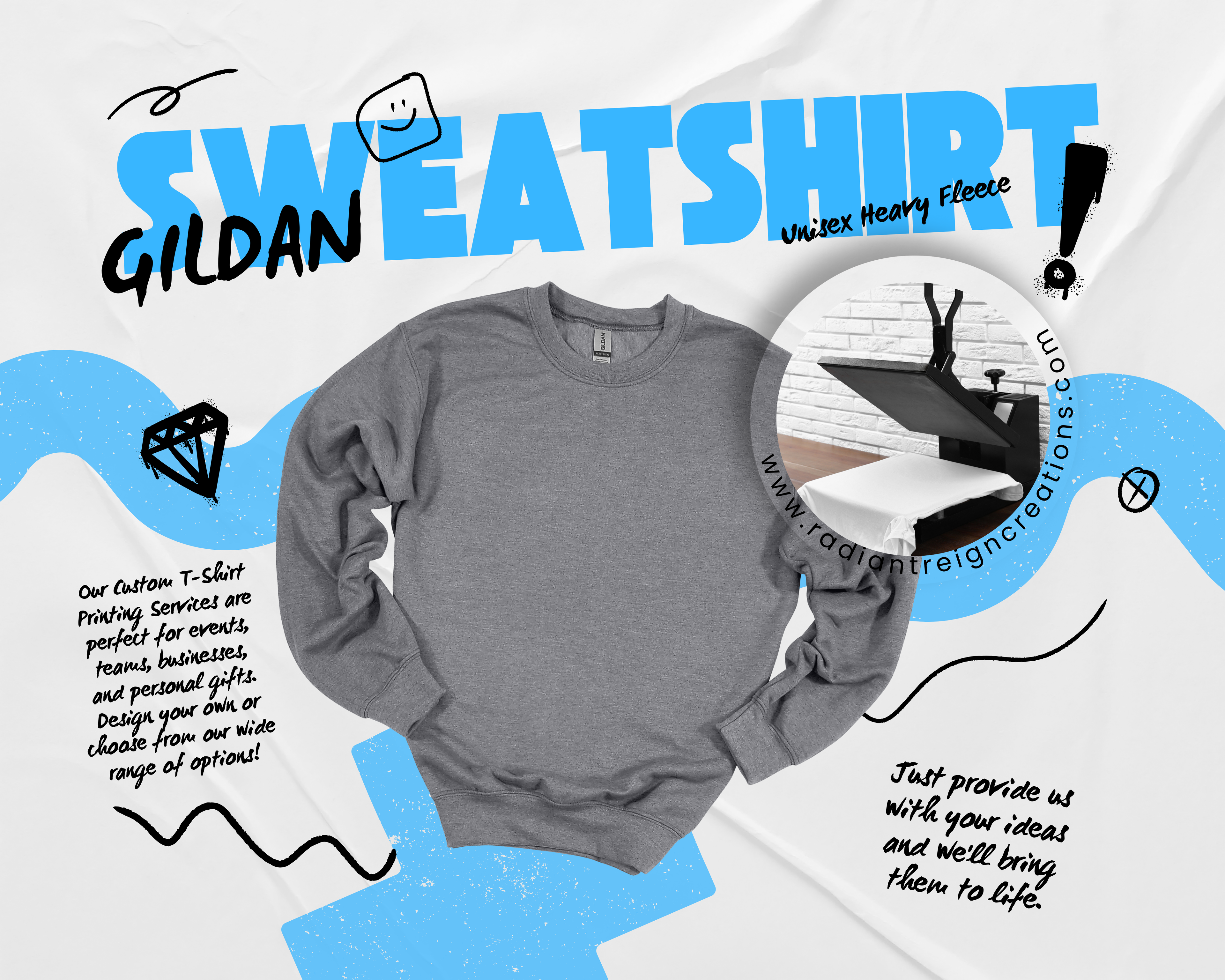 "Custom TEXT/IMAGE Sweatshirt for Adult and Teens"