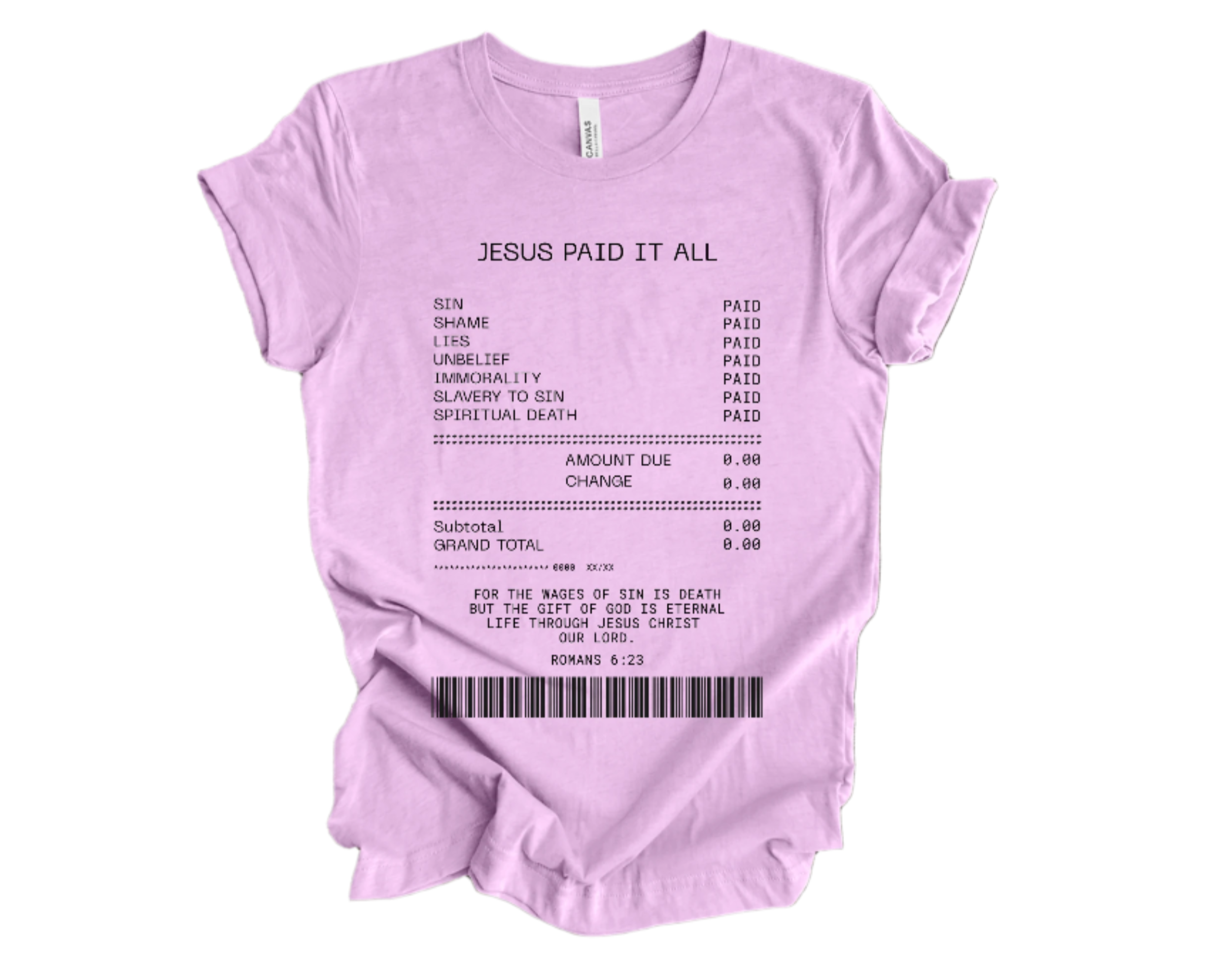 "Jesus Paid it All (Receipt)" Crew T-shirt for ADULT/YOUTH