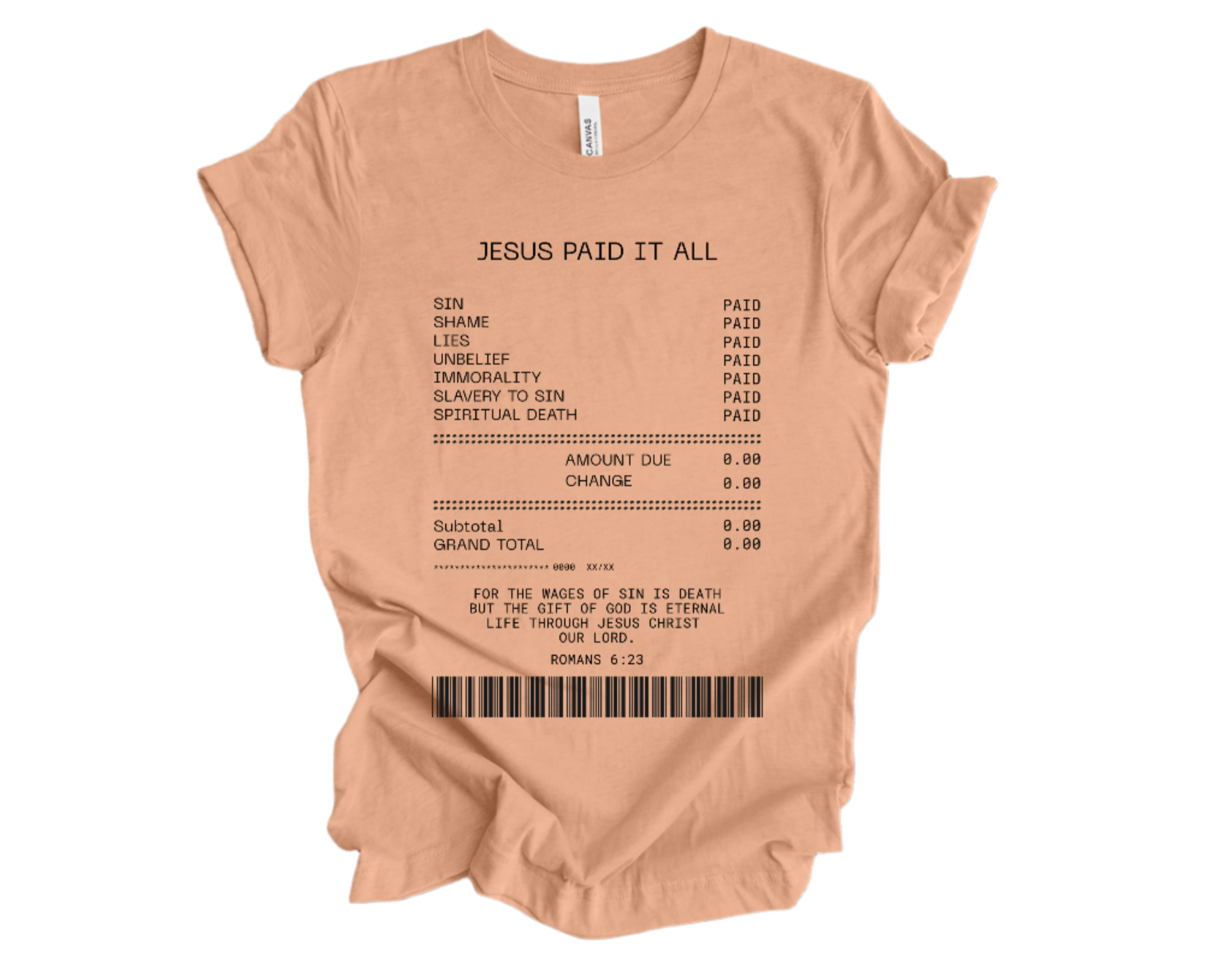 "Jesus Paid it All (Receipt)" Crew T-shirt for ADULT/YOUTH