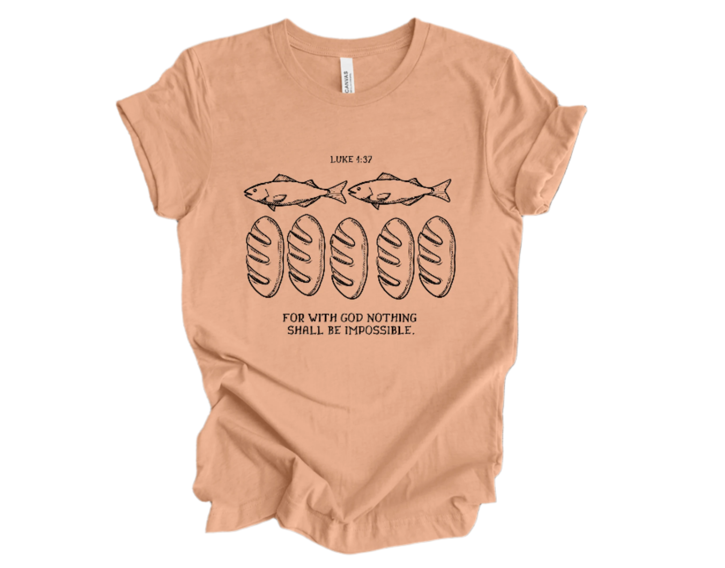 "With God Nothing Shall Be Impossible" Crew T-shirt for ADULT/YOUTH/TODDLERS/INFANTS
