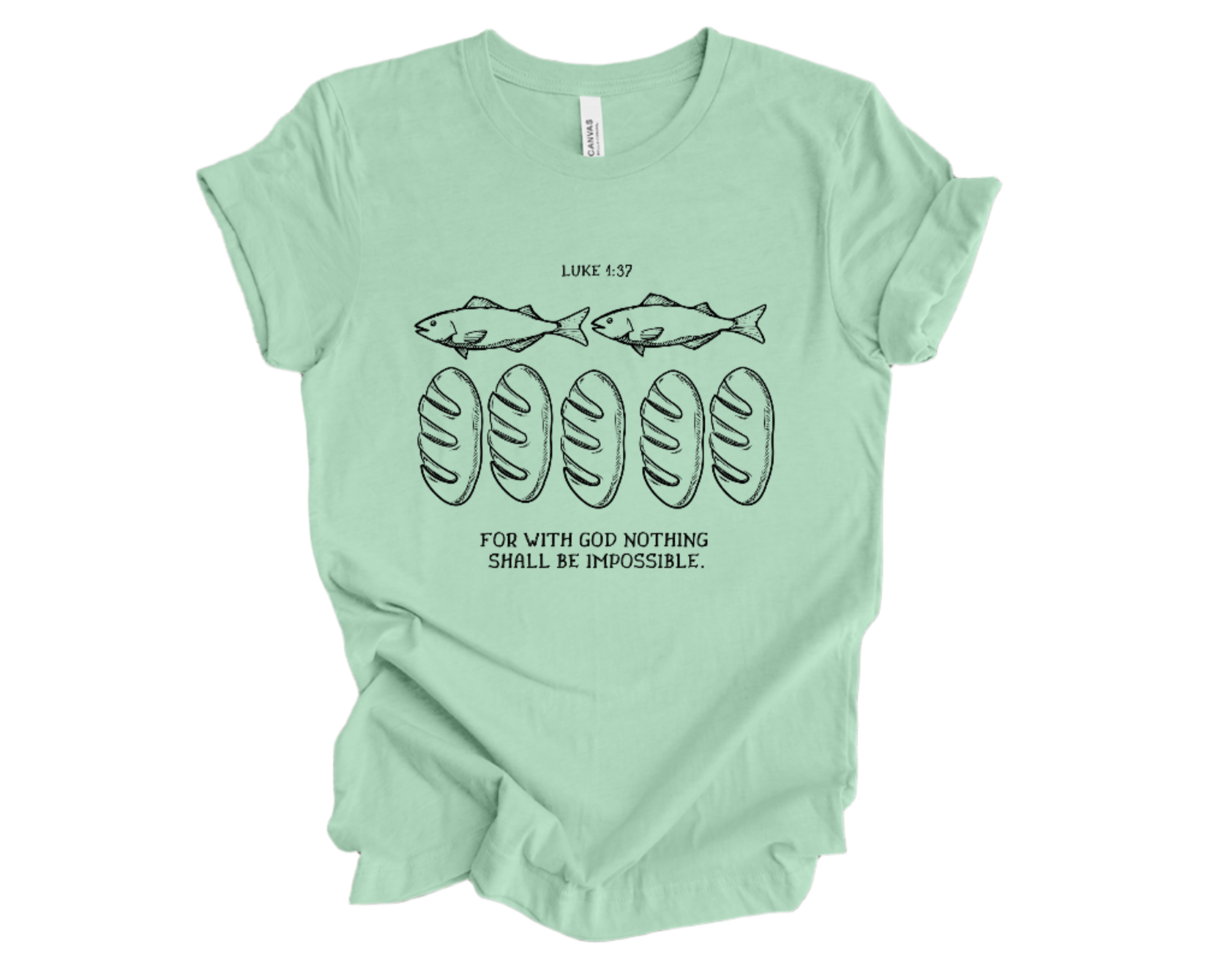 "With God Nothing Shall Be Impossible" Crew T-shirt for ADULT/YOUTH/TODDLERS/INFANTS