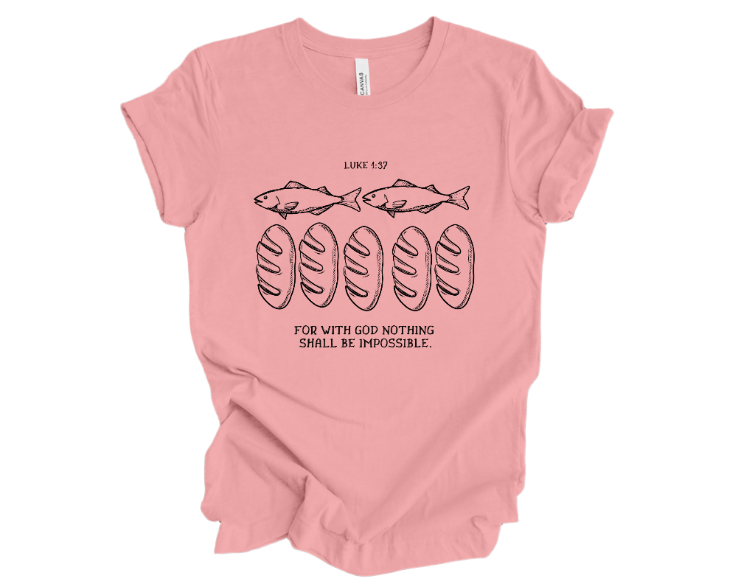 "With God Nothing Shall Be Impossible" Crew T-shirt for ADULT/YOUTH/TODDLERS/INFANTS