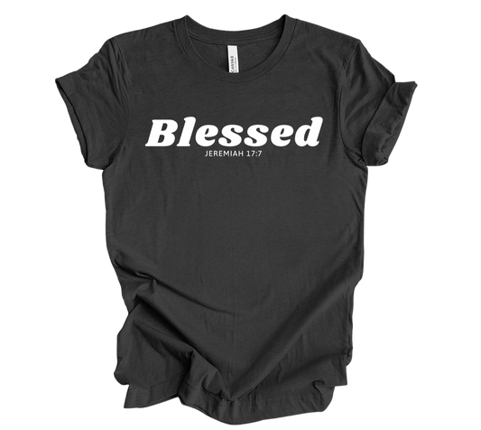 Faith-inspired Tee- "Blessed-Jeremiah 17:7"