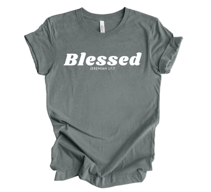 Faith-inspired Tee- "Blessed-Jeremiah 17:7"