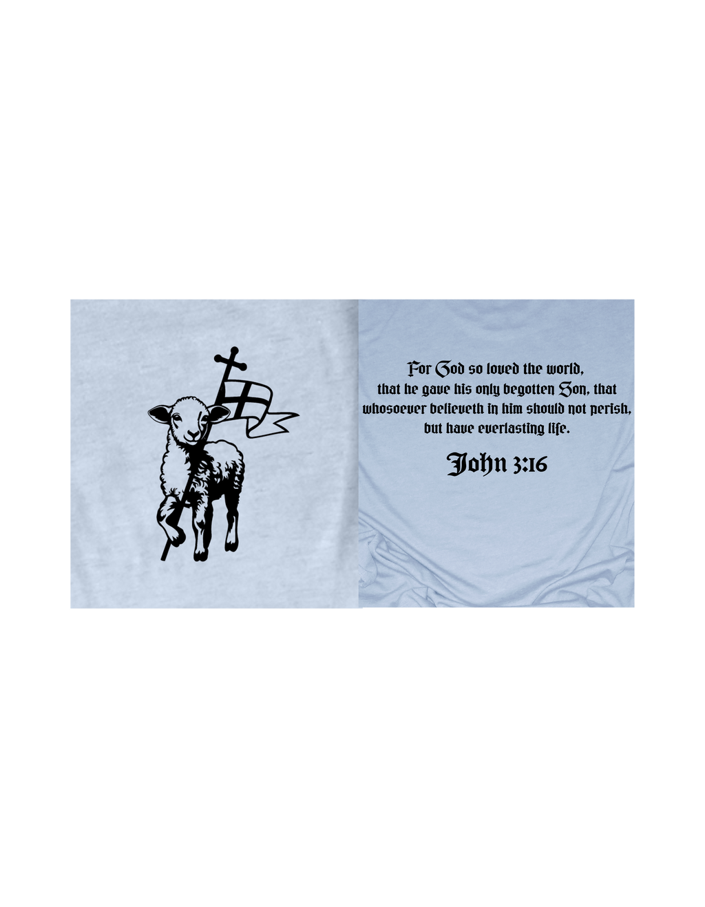 Faith-inspired Tee- "JOHN 3:16-lamb and flag"