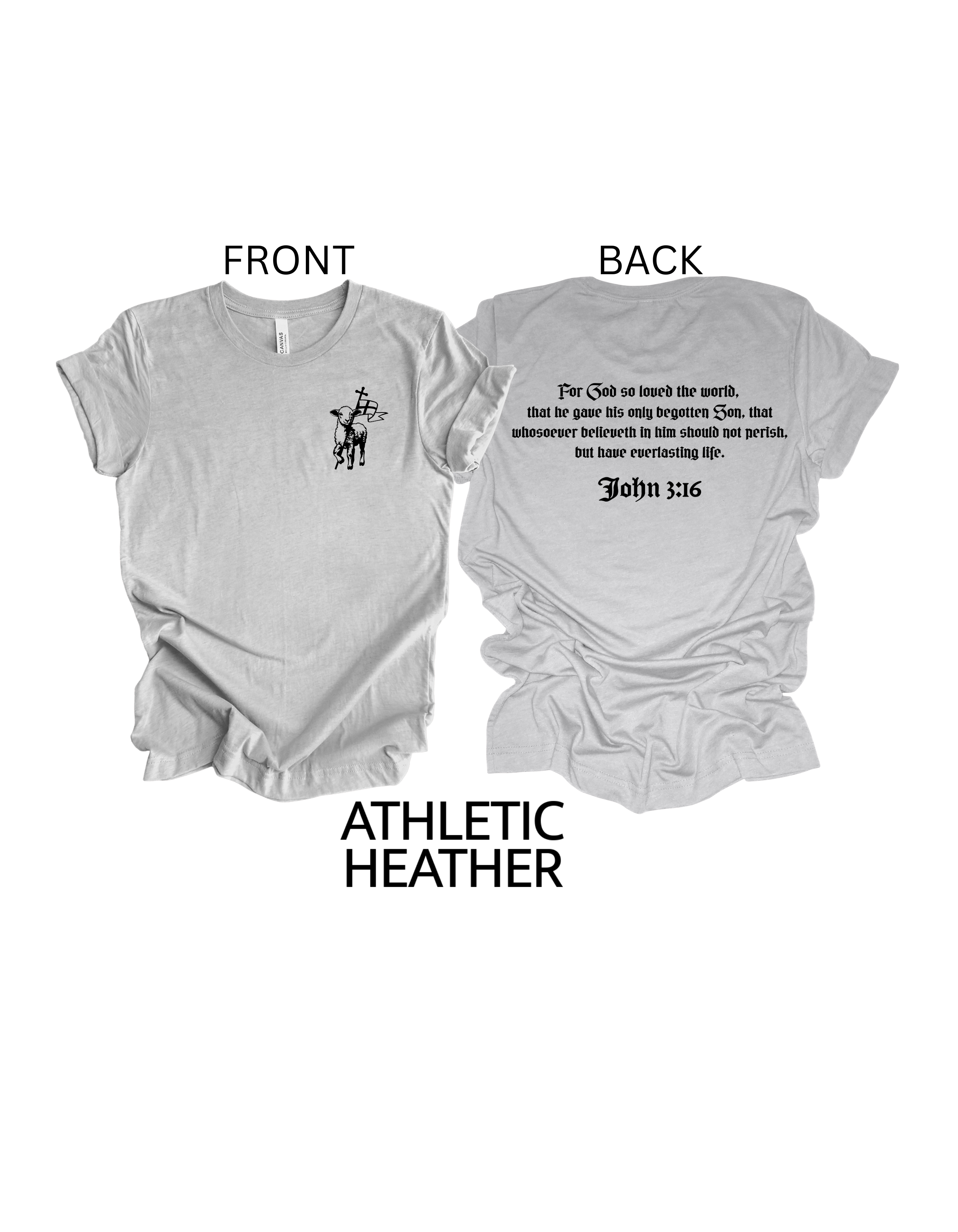 Faith-inspired Tee- "JOHN 3:16-lamb and flag"