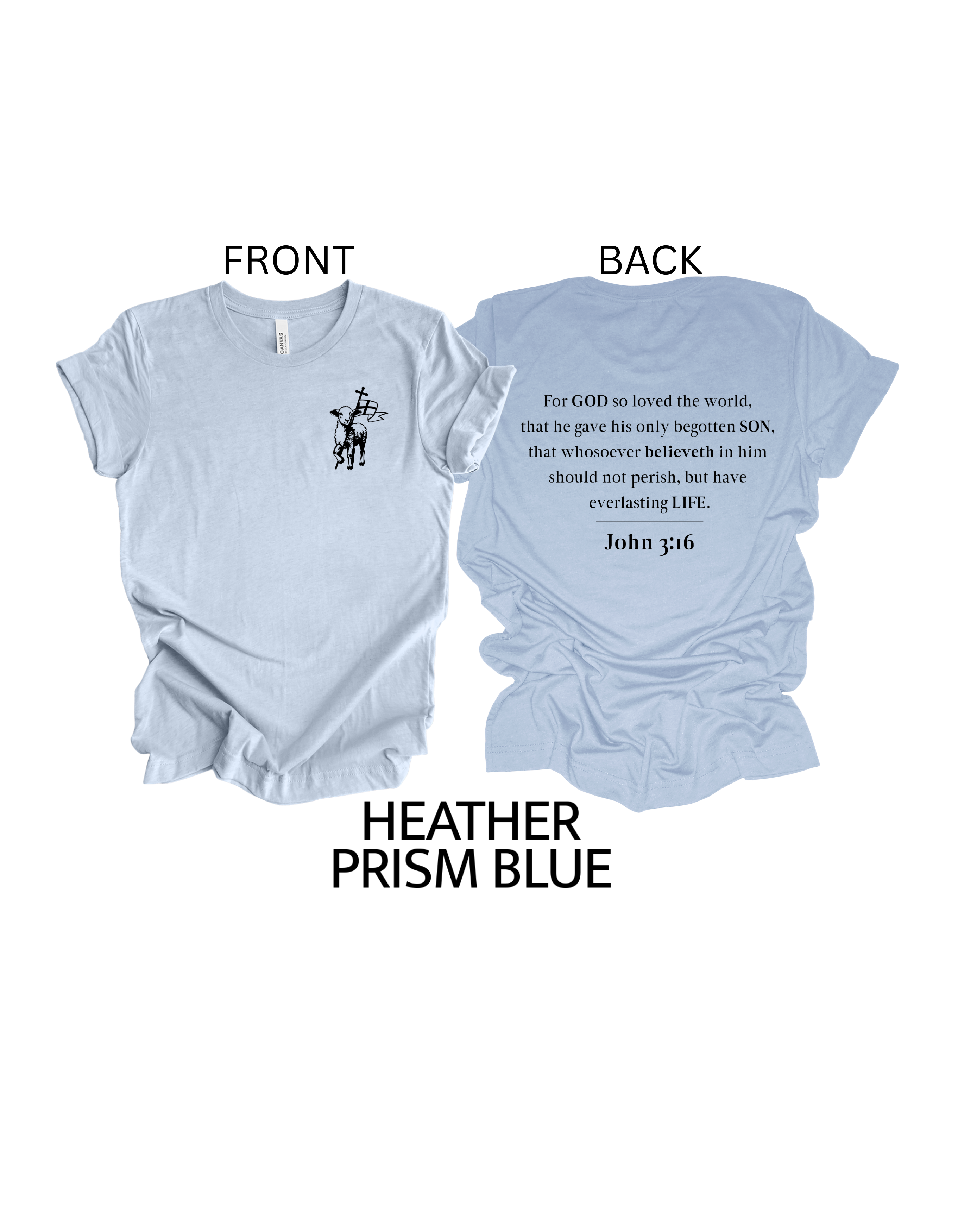 Faith-inspired Tee- "JOHN 3:16-lamb and flag"