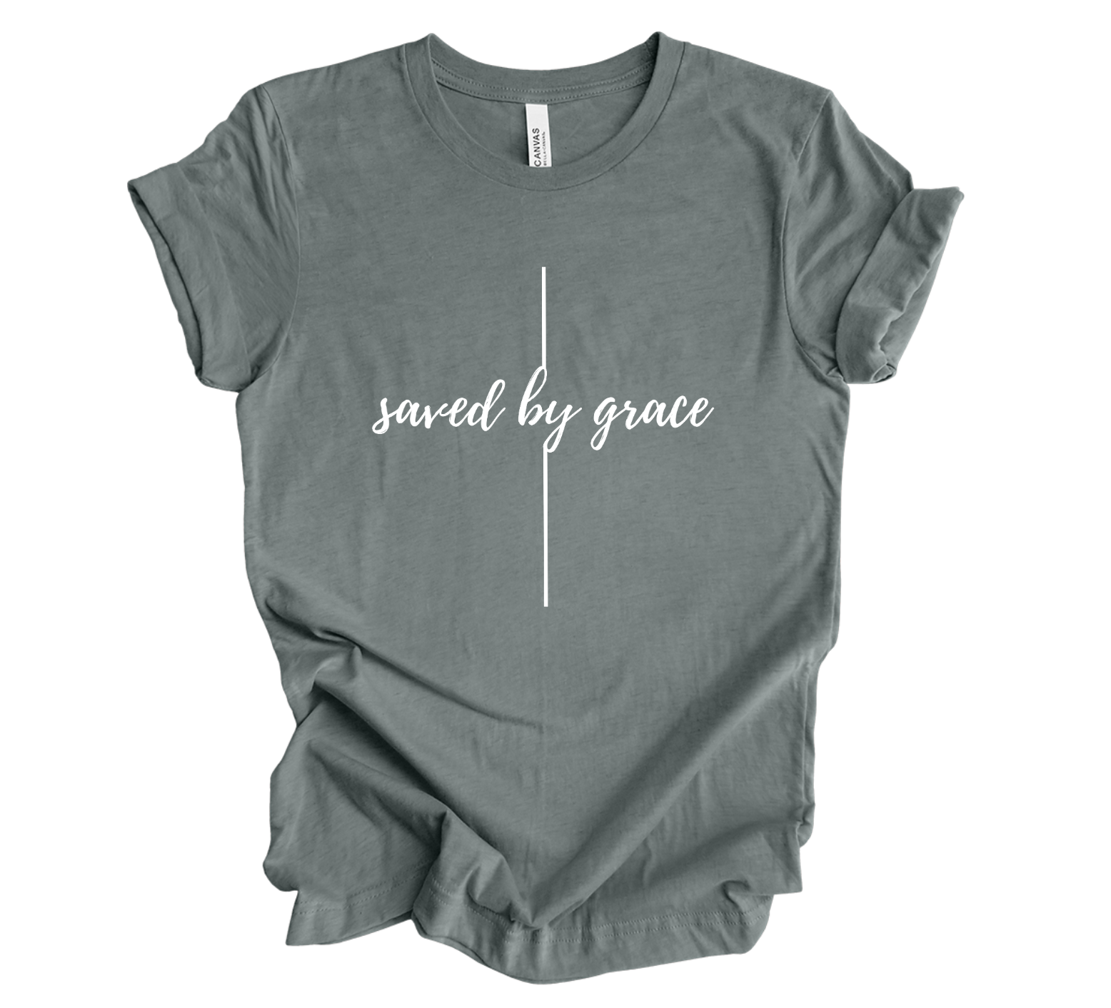 Faith-inspired Tee- "Saved by Grace-Cross"