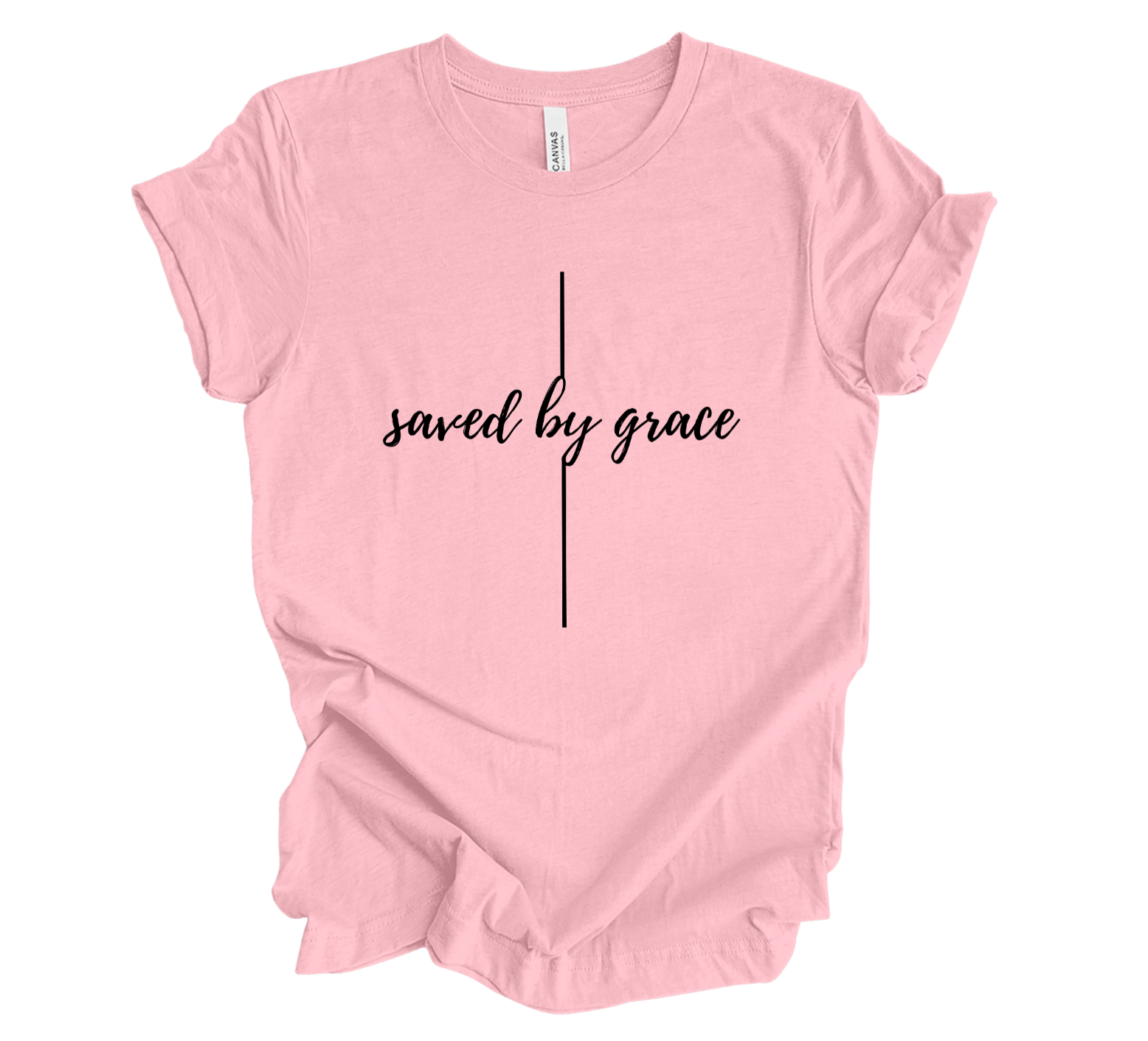 Faith-inspired Tee- "Saved by Grace-Cross"