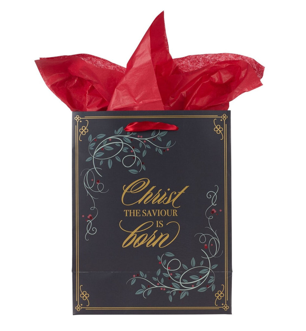 Gift Bag-Christ is Born Medium Black Christmas Gift Bag