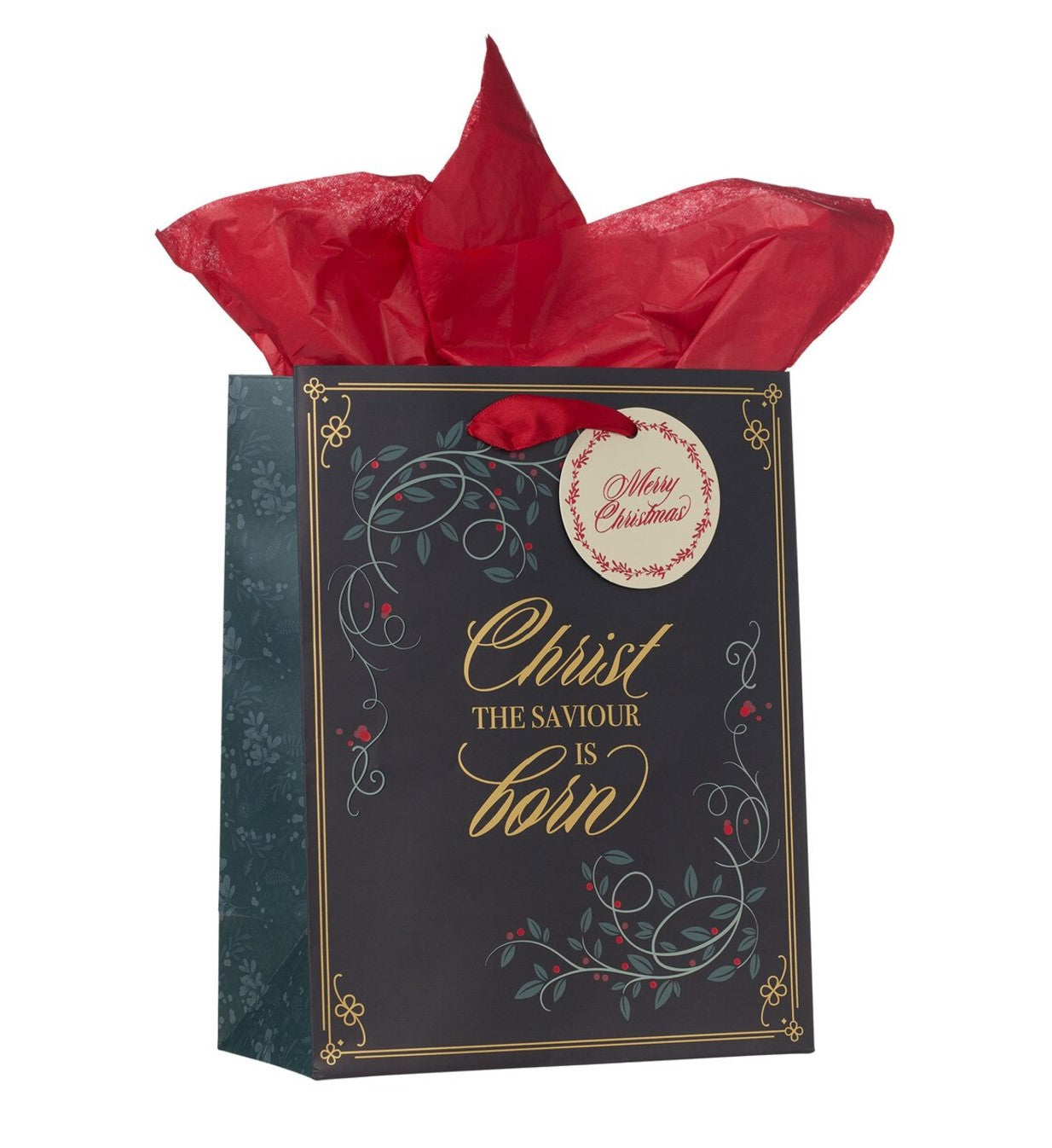 Gift Bag-Christ is Born Medium Black Christmas Gift Bag