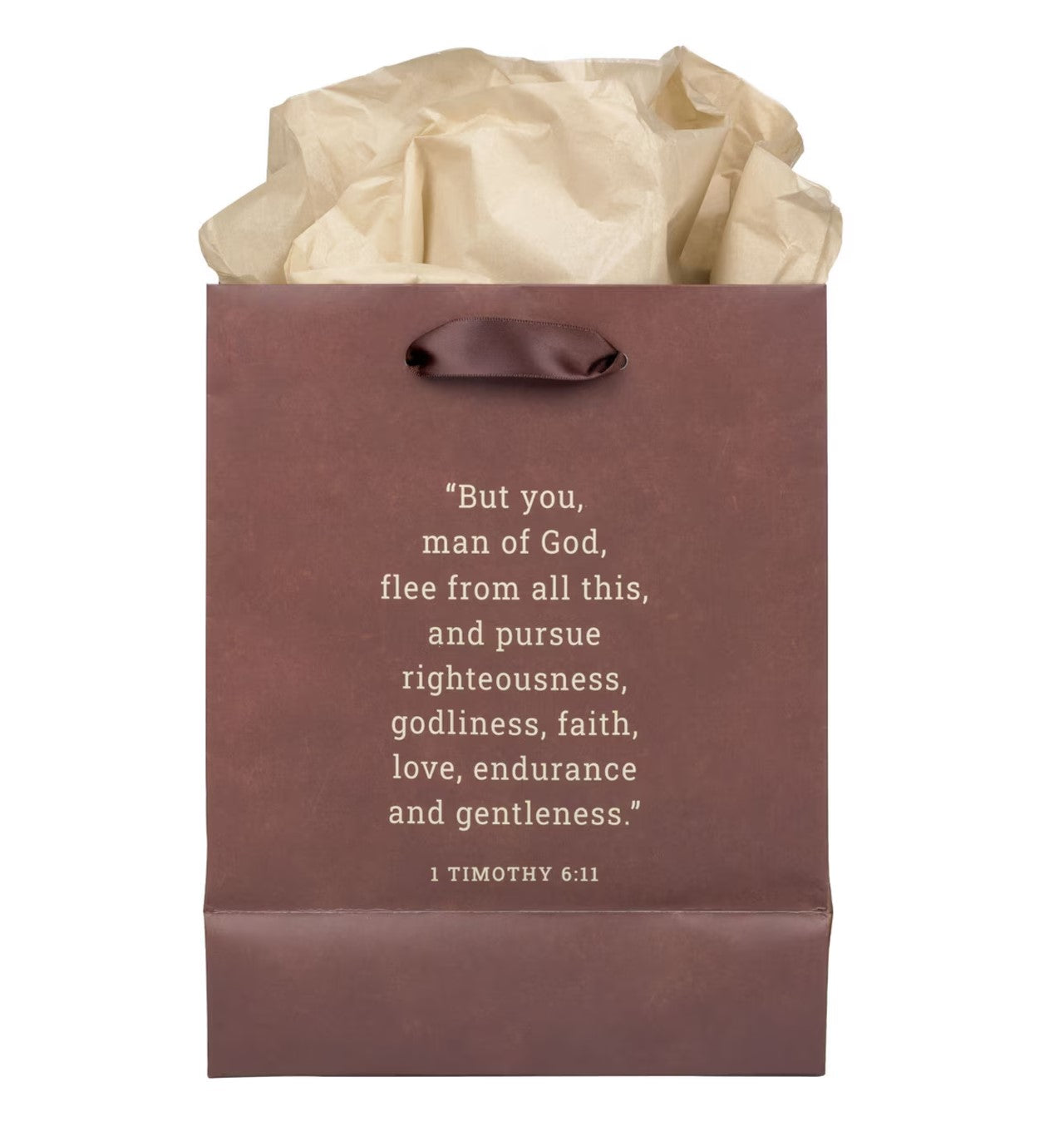 Gift Bag-Man of God Brown Medium Gift Bag - 1 Timothy 6:11