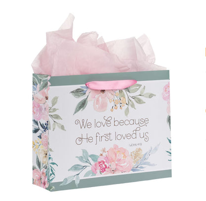 Gift Bag-He First Loved Us Large Landscape Gift Bag with Card Set - 1 John 4:19