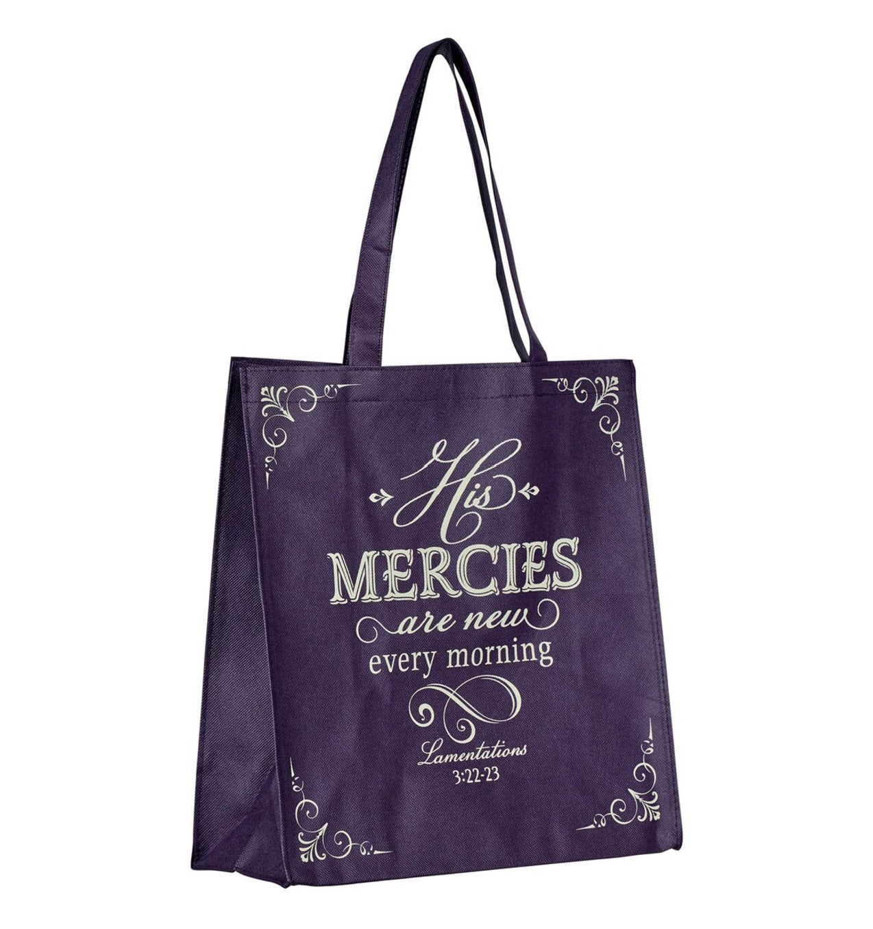 Tote Bag-His Mercies are New Purple Amethyst Shopping Tote Bag - Lamentations 3:22-23