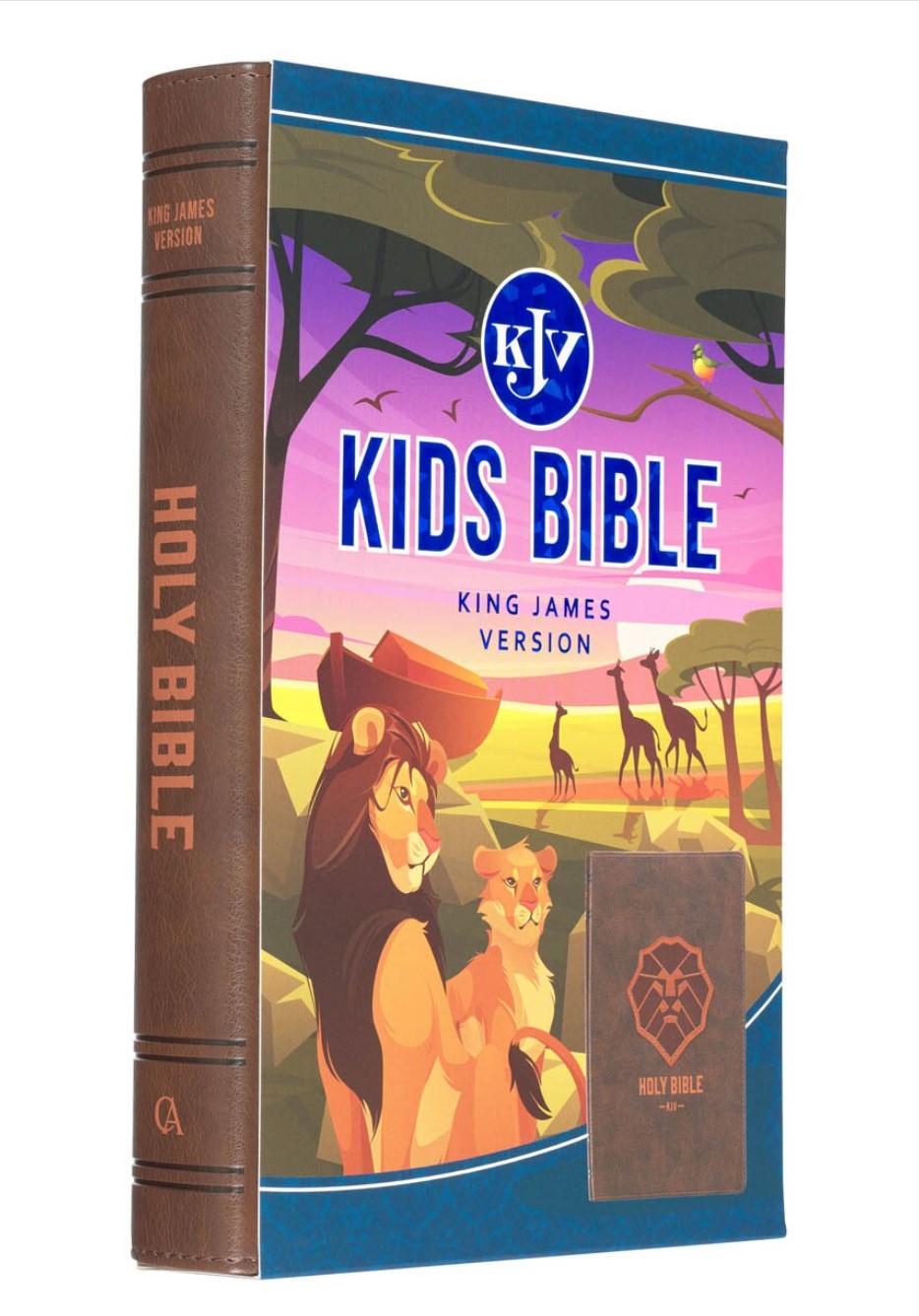 Bible-Lion Brown Faux Leather Kid's King James Version Bible