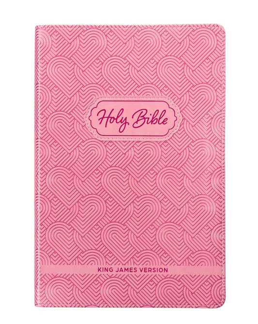 Bible-Blossom Pink Heart Faux Leather King James Version Kid's Bible