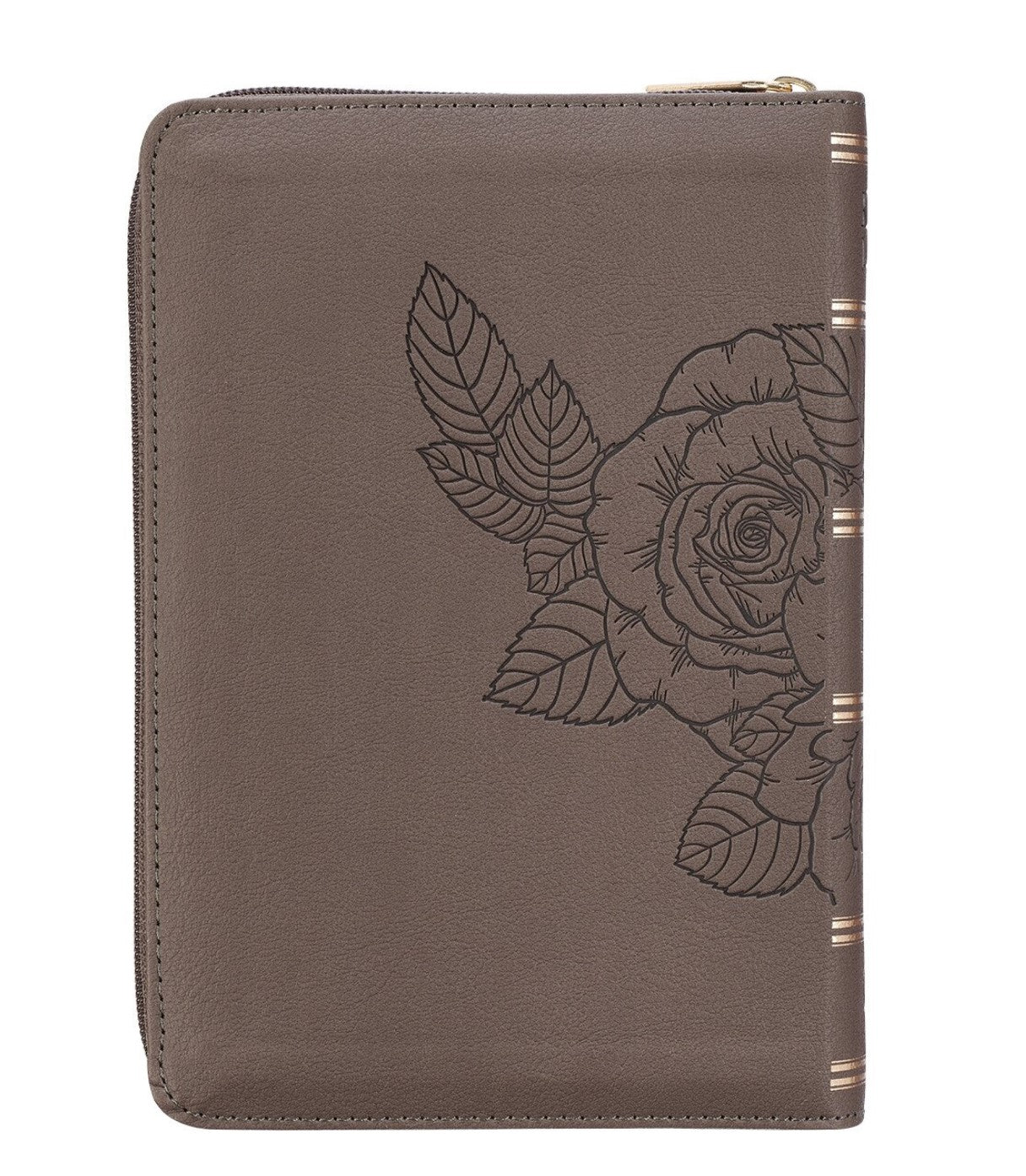 Bible-Floral Dusty Taupe Faux Leather Large Print Compact King James Version Bible