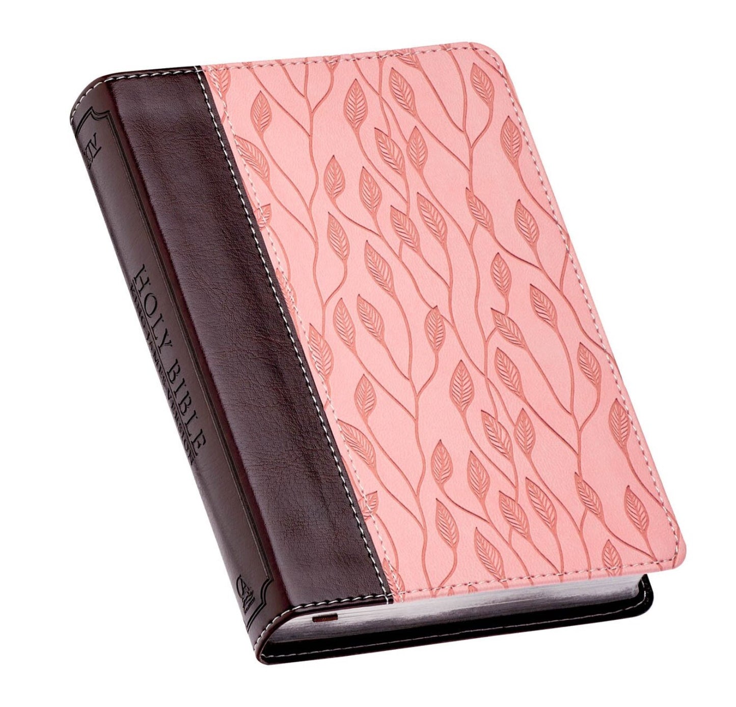 Bible-Burgundy and Pink Faux Leather Compact King James Version Bible