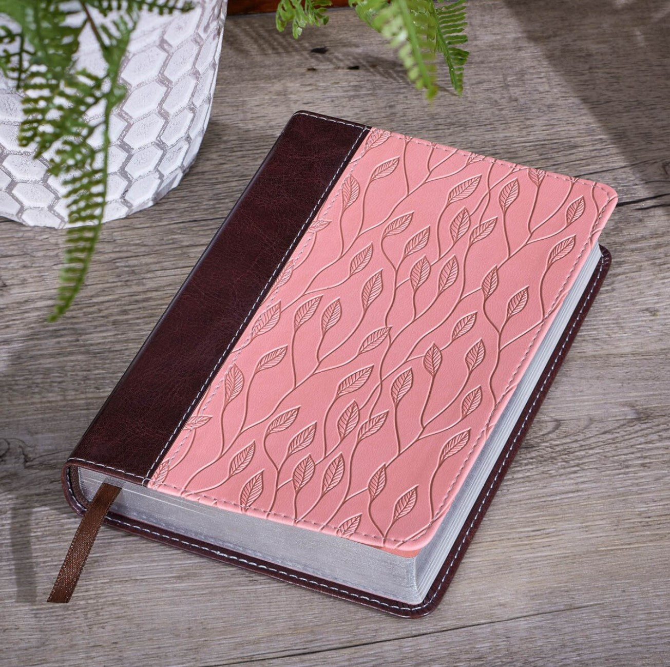 Bible-Burgundy and Pink Faux Leather Compact King James Version Bible