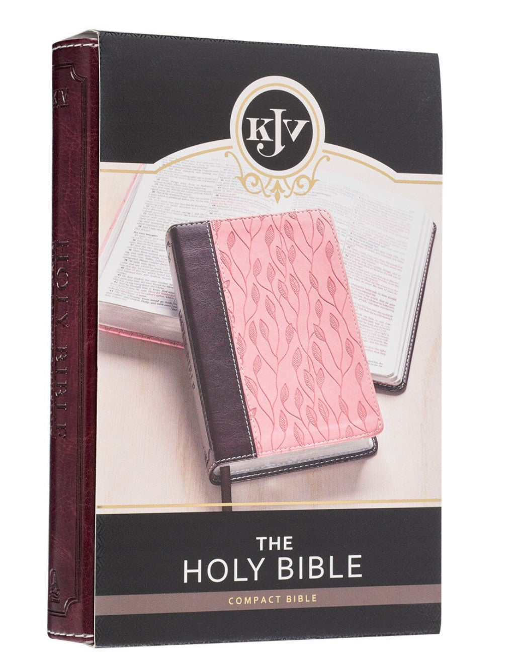 Bible-Burgundy and Pink Faux Leather Compact King James Version Bible