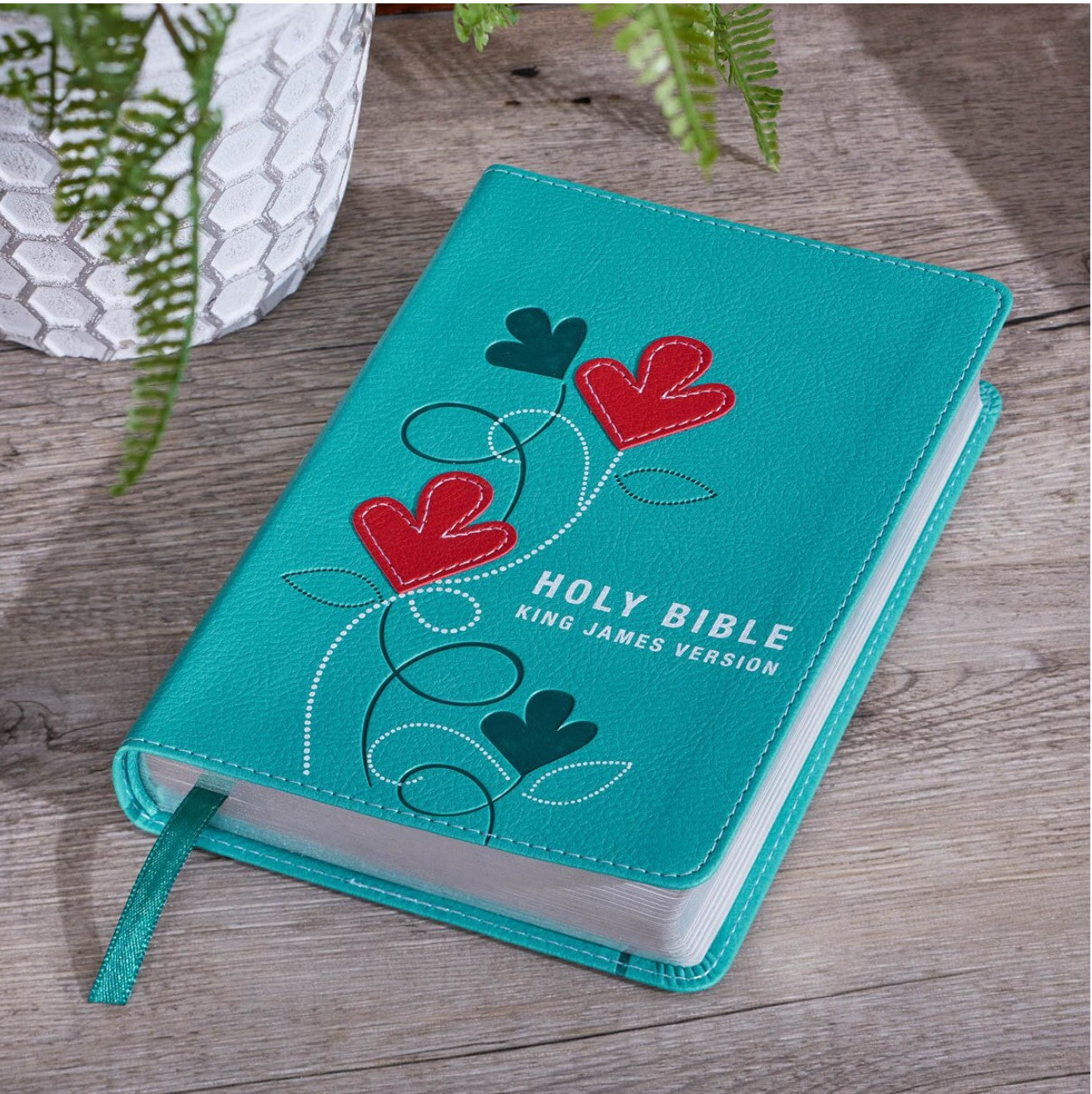 Bible-Turquoise Faux Leather Compact King James Version Bible