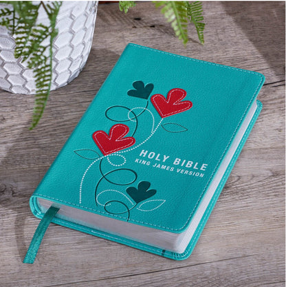 Bible-Turquoise Faux Leather Compact King James Version Bible