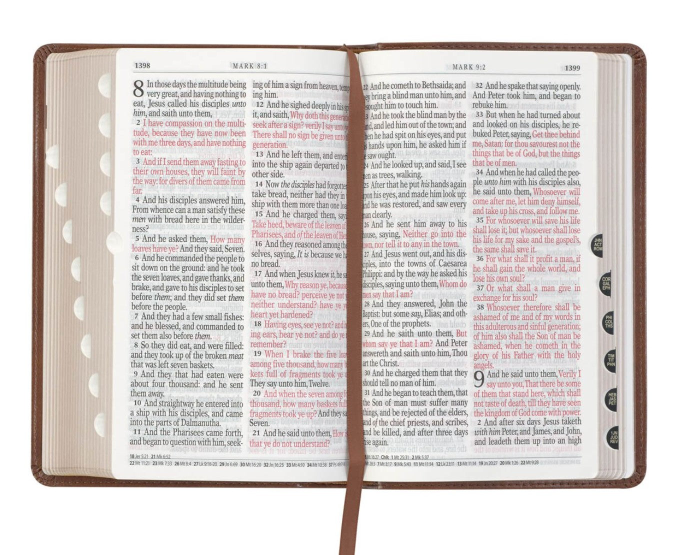 Bible-Saddle Tan and Butterscotch Faux Leather Giant Print Standard-size King James Version Bible with Thumb Indexing