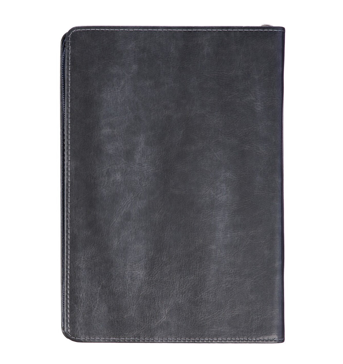 Journal-Be Strong and Courageous Classic Gray Faux Leather Journal with Zipper Closure - Joshua 1:9