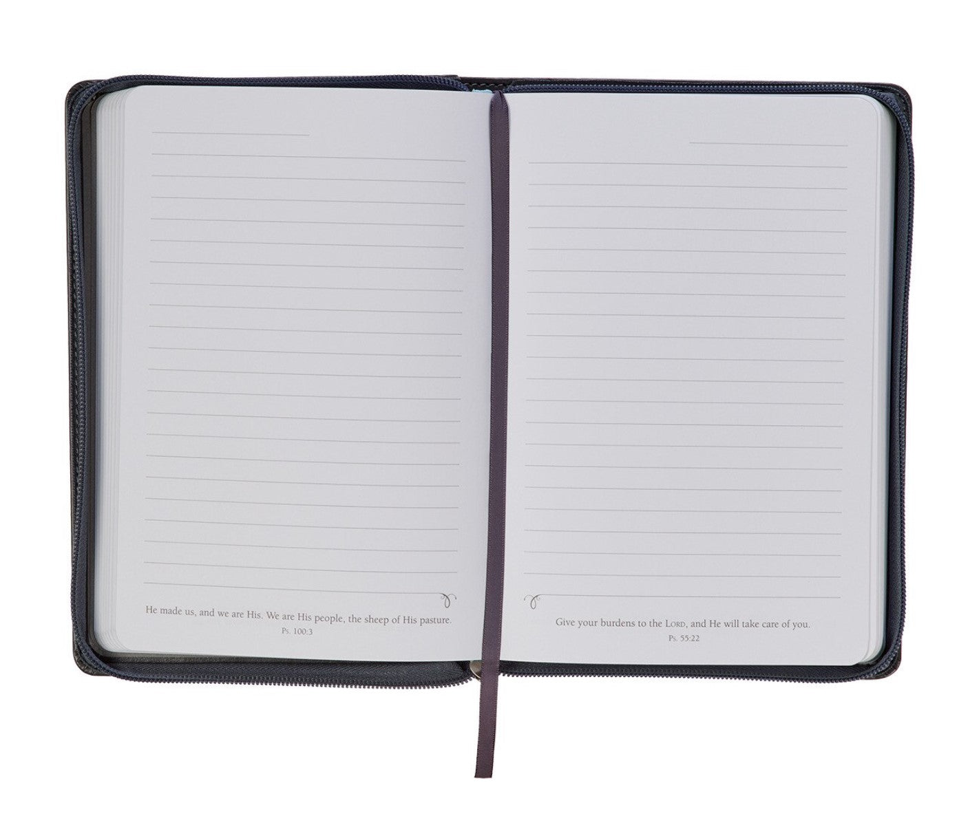 Journal-Be Strong and Courageous Classic Gray Faux Leather Journal with Zipper Closure - Joshua 1:9
