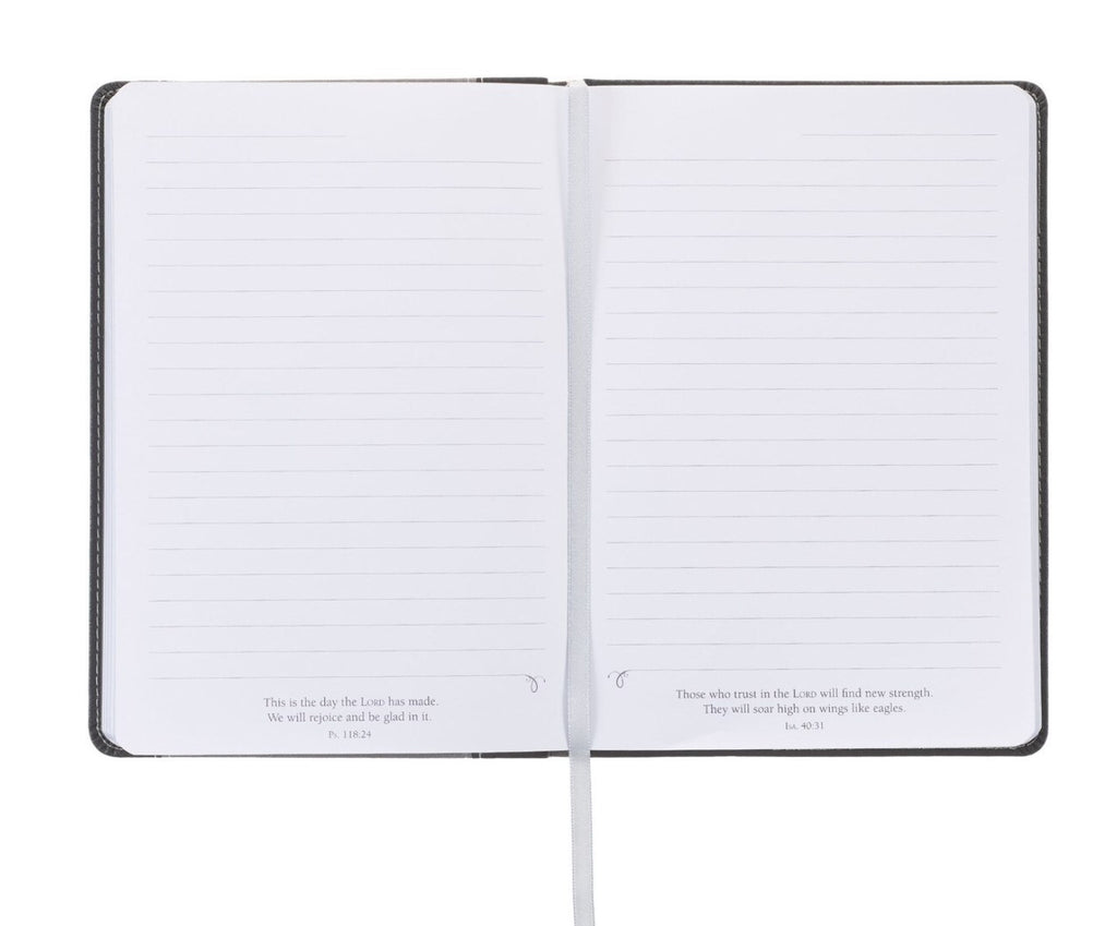 Journal-Walk by Faith Black and Gray Faux Leather Classic Journal - 2 Corinthians 5:7