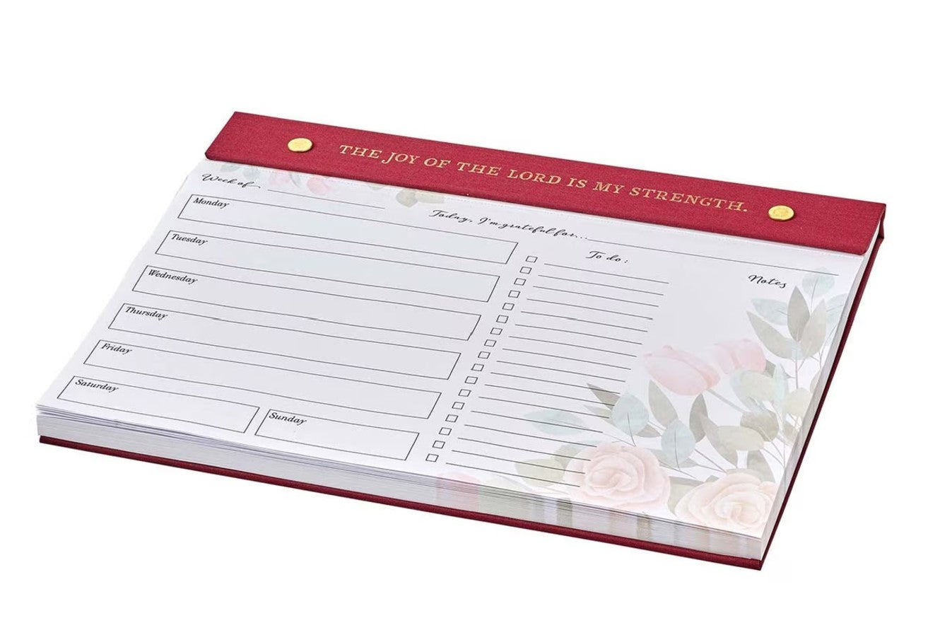 Planner-The Joy Of The Lord Is My Strength Undated Planner Pad - Nehemiah 8:10