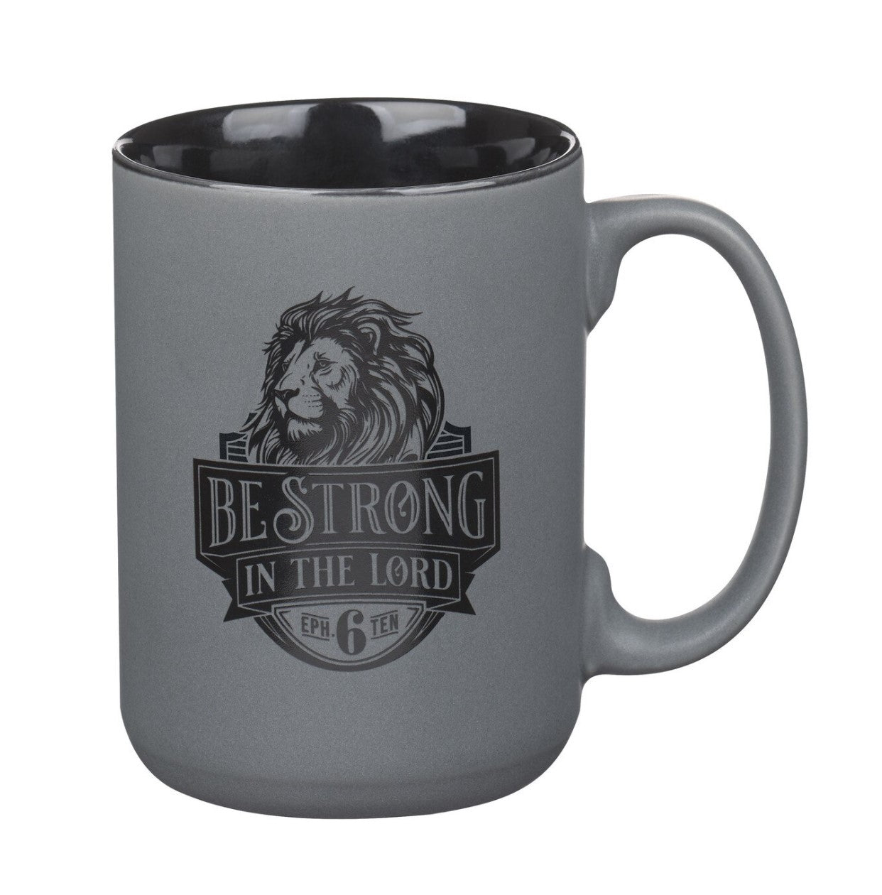 Mug-Be Strong Gray Lion Ceramic Coffee Mug - Ephesians 6:10