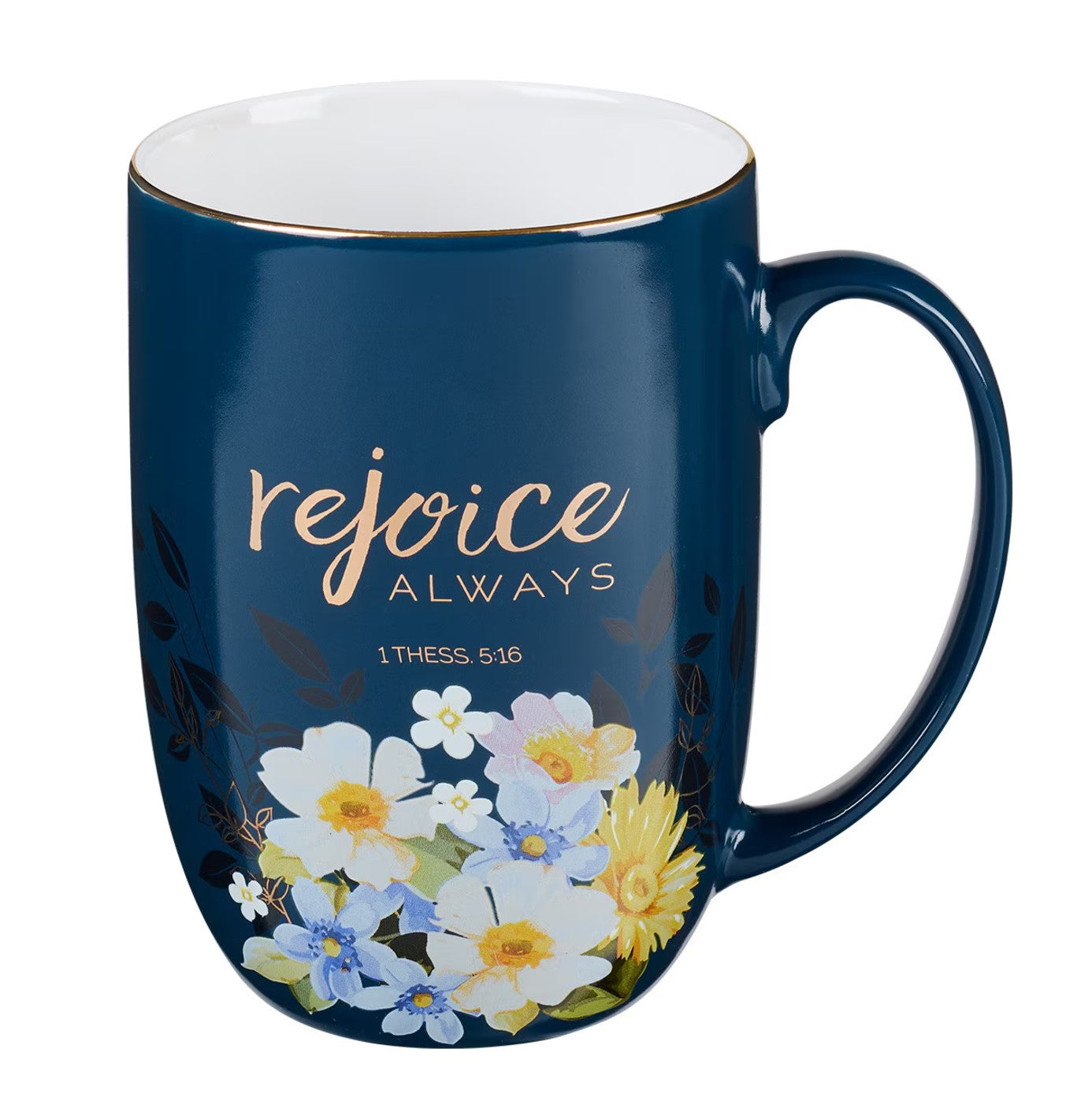Mug-Rejoice Always Blue Ceramic Coffee Mug – 1 Thessalonians 5:16