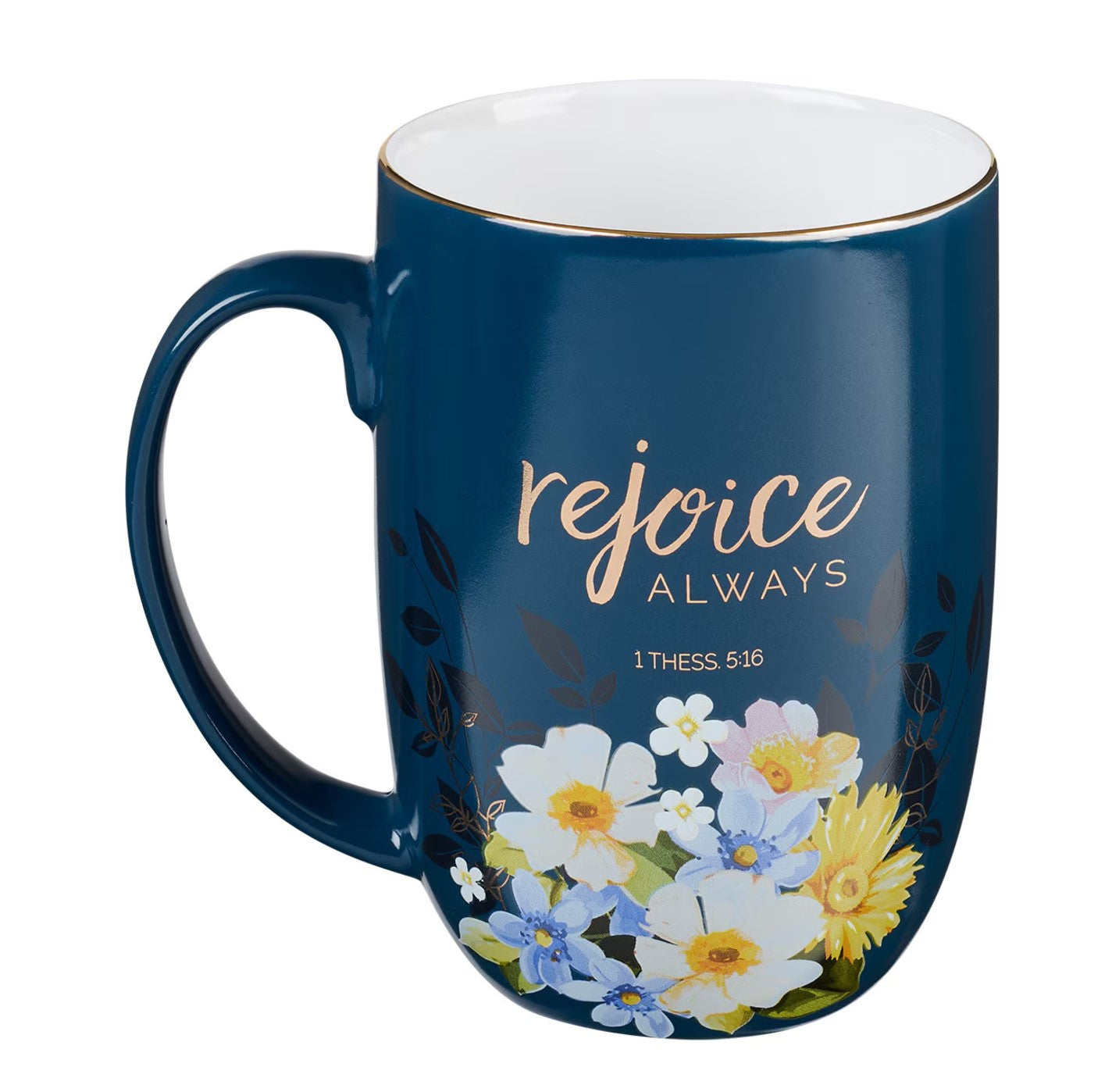 Mug-Rejoice Always Blue Ceramic Coffee Mug – 1 Thessalonians 5:16