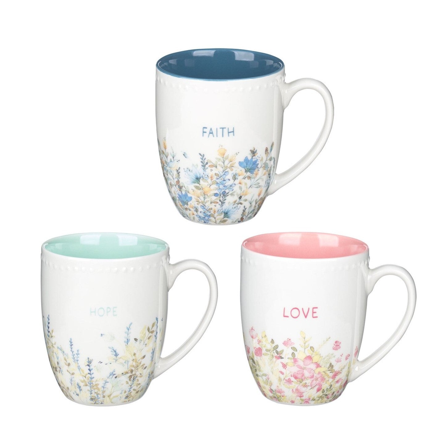 Mug-Faith Hope and Love Petite Floral Mug Set