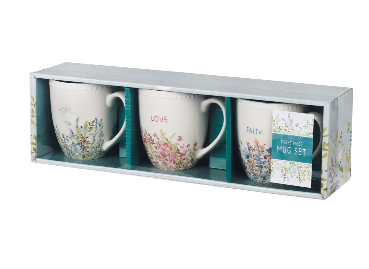 Mug-Faith Hope and Love Petite Floral Mug Set