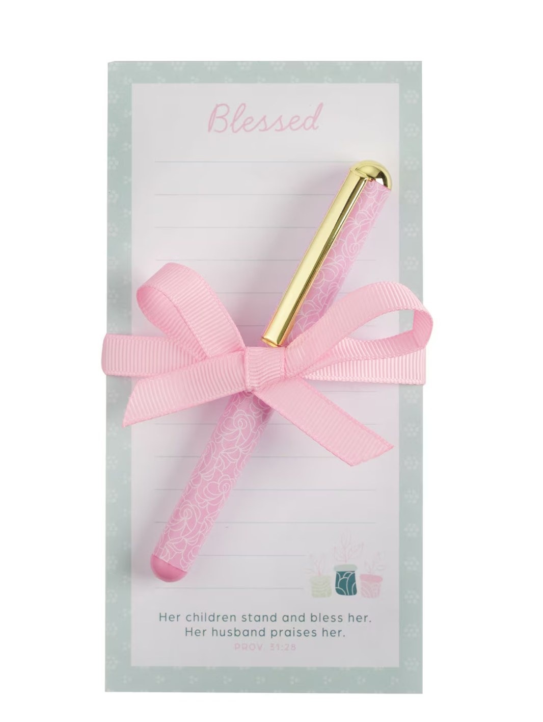 Notepad Gift Set-Blessed Magnetic Notepad and Pen Gift Set - Proverbs 31:28