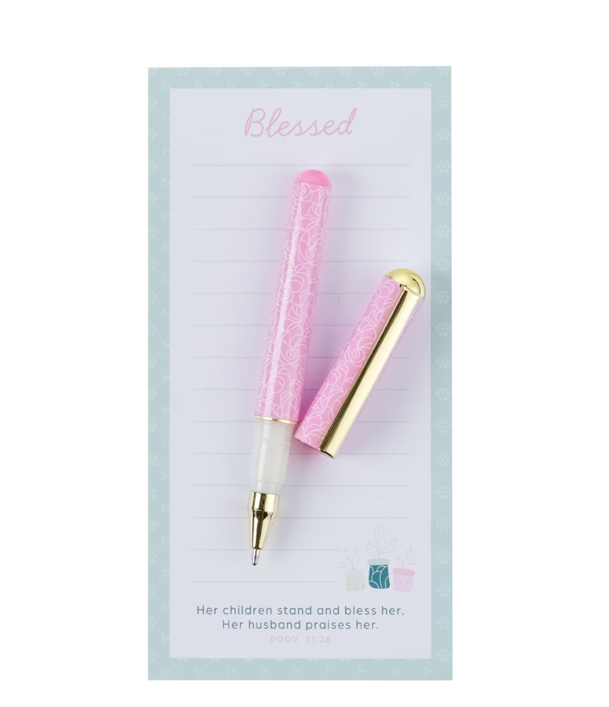 Notepad Gift Set-Blessed Magnetic Notepad and Pen Gift Set - Proverbs 31:28