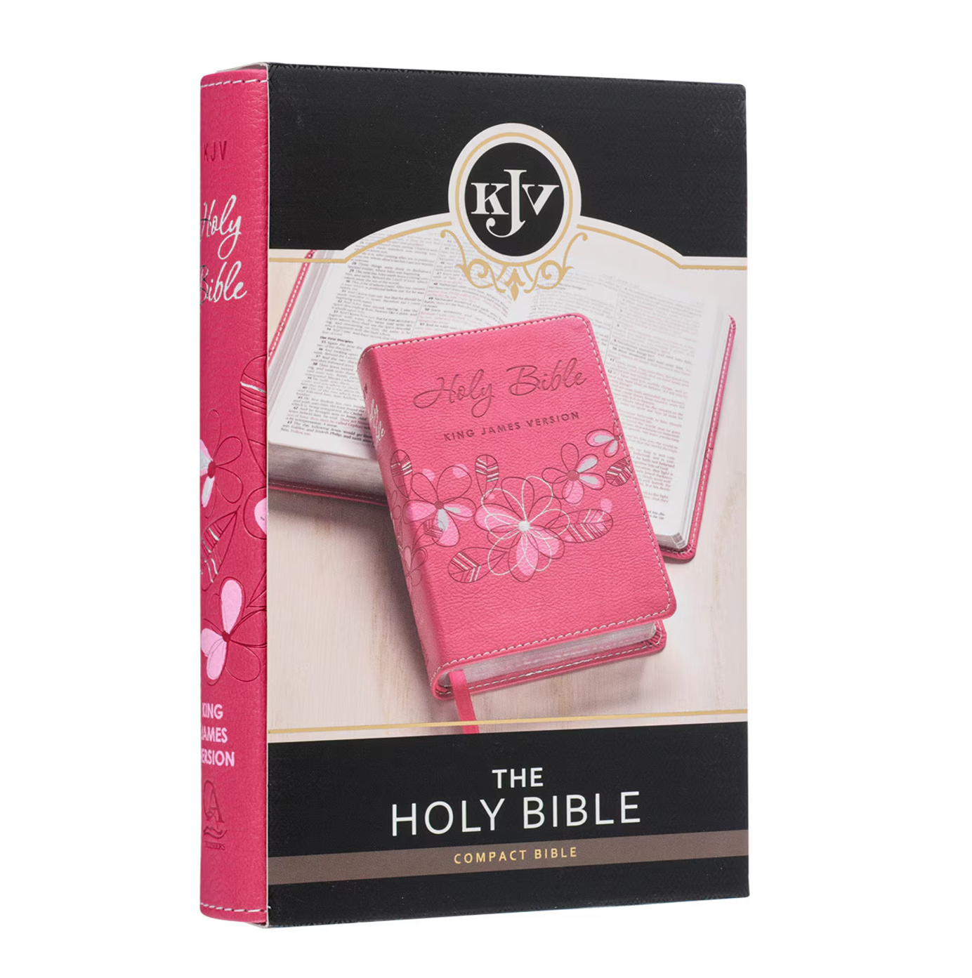 Bible-Pink Faux Leather Compact King James Version Bible