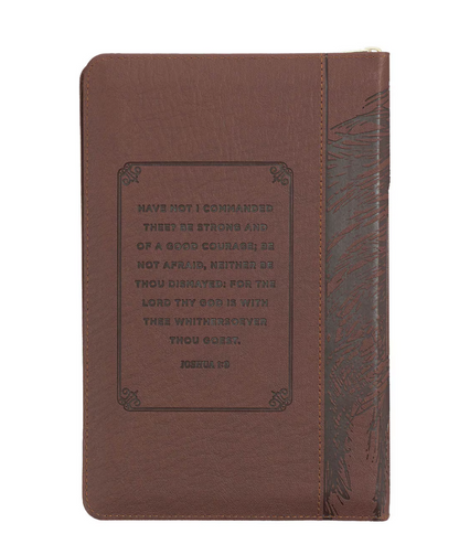 Bible-Walnut Brown Faux Leather King James Version Deluxe Gift Bible with Thumb Index and Zippered Closure