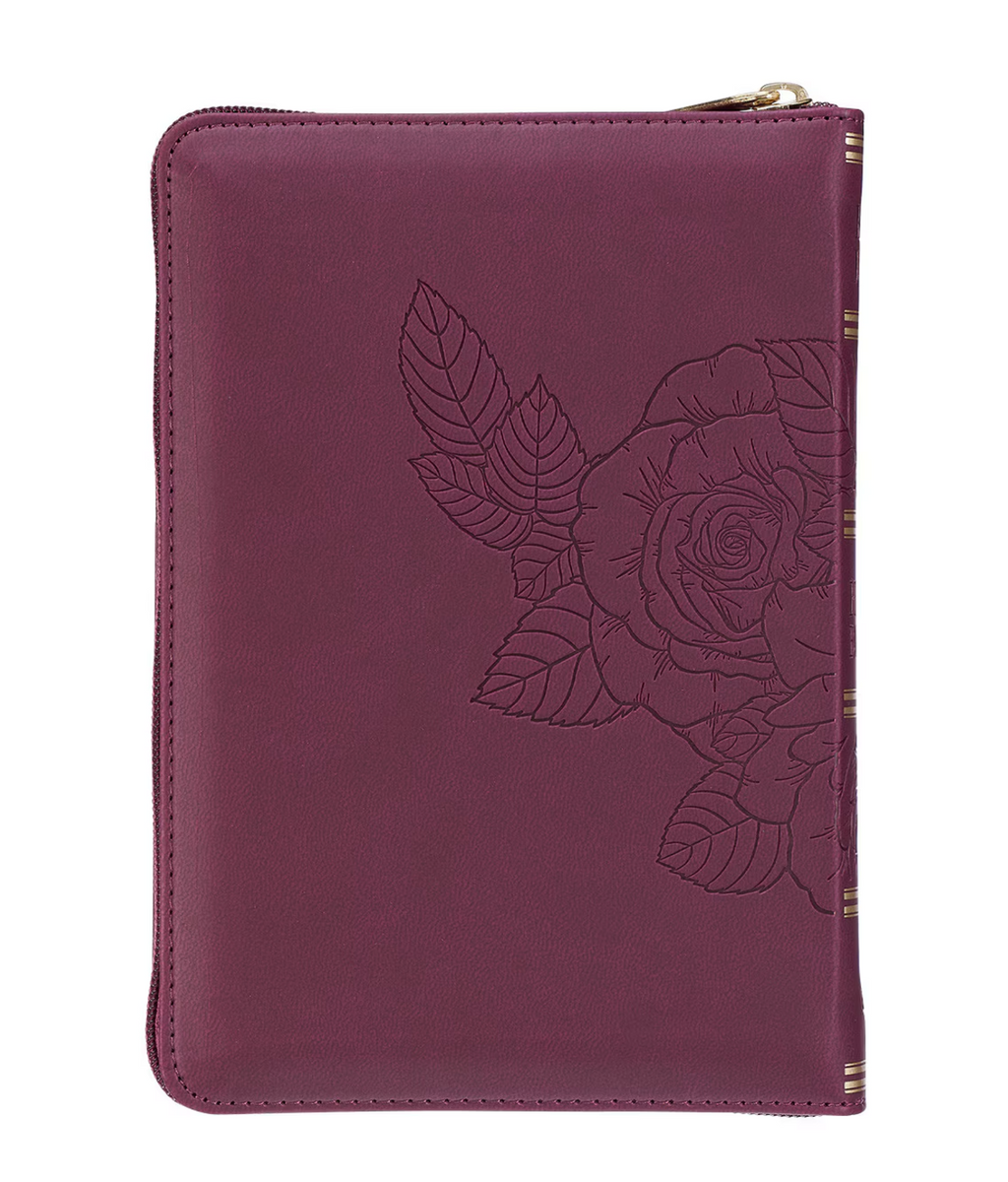 Bible-Maroon Faux Leather Compact King James Version Bible with Zipper Closure