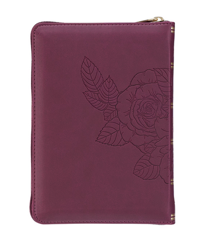 Bible-Maroon Faux Leather Compact King James Version Bible with Zipper Closure