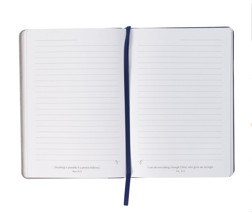 Journal-Walk By Faith Navy and Gray Classic Journal with Elastic Closure and Pen Holder - 2 Corinthians 5:7