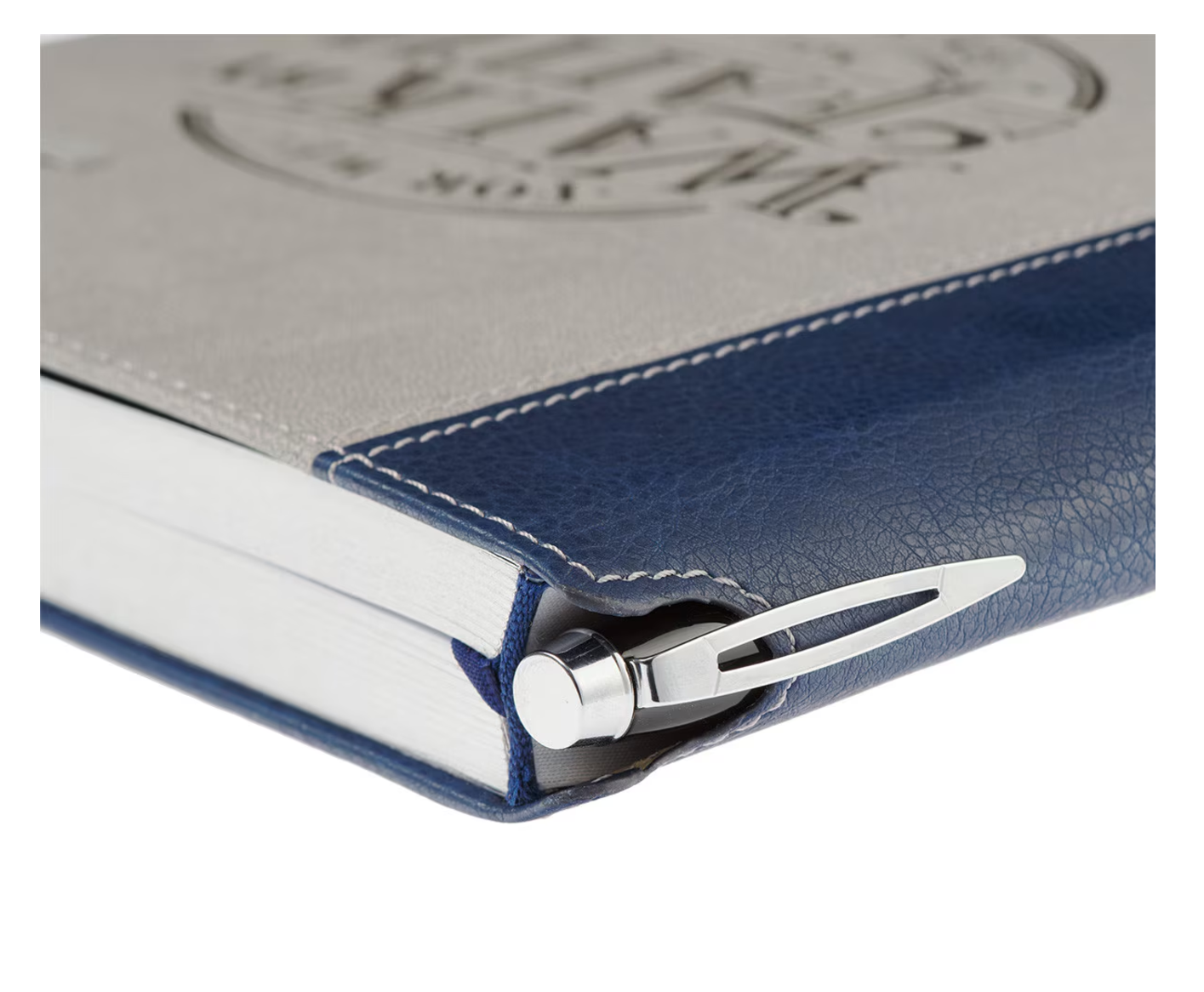 Journal-Walk By Faith Navy and Gray Classic Journal with Elastic Closure and Pen Holder - 2 Corinthians 5:7