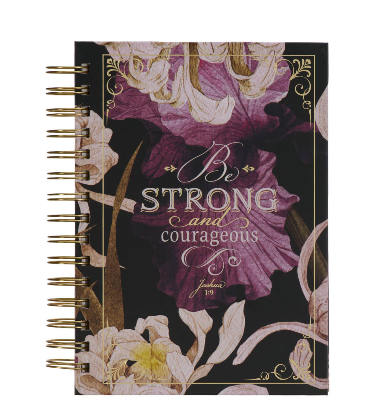 Journal-Strong and Courageous Topaz Pink Wirebound Journal - Joshua 1:9