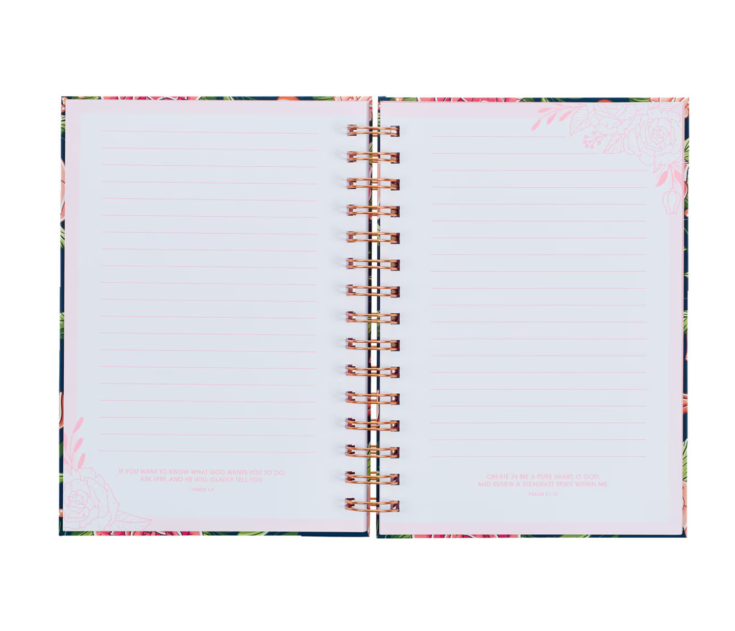 Journal-Strength and Dignity Pink Rose Large Wirebound Journal - Proverbs 31:25