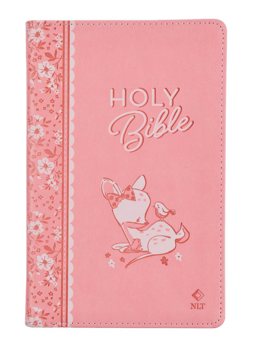 Bible-Pink Faux Leather NLT Baby Keepsake Bible for Girls