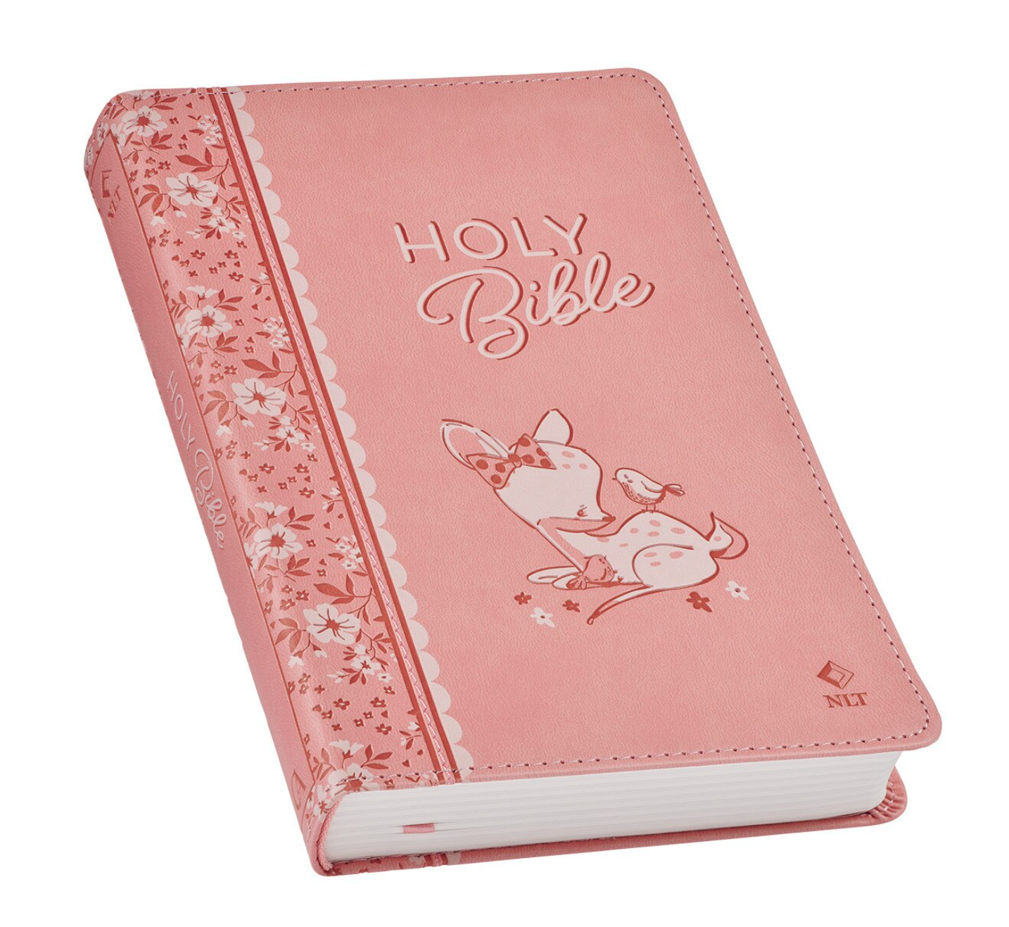 Bible-Pink Faux Leather NLT Baby Keepsake Bible for Girls